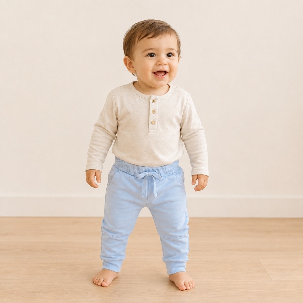 Cat & Jack Baby Boys Light Blue‎ Barrel Jogger Pants 12M NWT